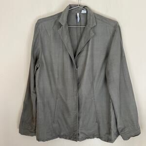 Via Seta Gray 100% Silk Blazer Jacket Size 14 / 44